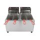 STAINLESS STEEL DOUBLE TANK DEEP FRYER ELECTRIC & GAS OPERATED, 5+5 LITERS