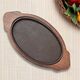 WOOD & CAST IRON OVEL SIZZLER PLATE, 15 X 8 INCH (PACK OF 2)